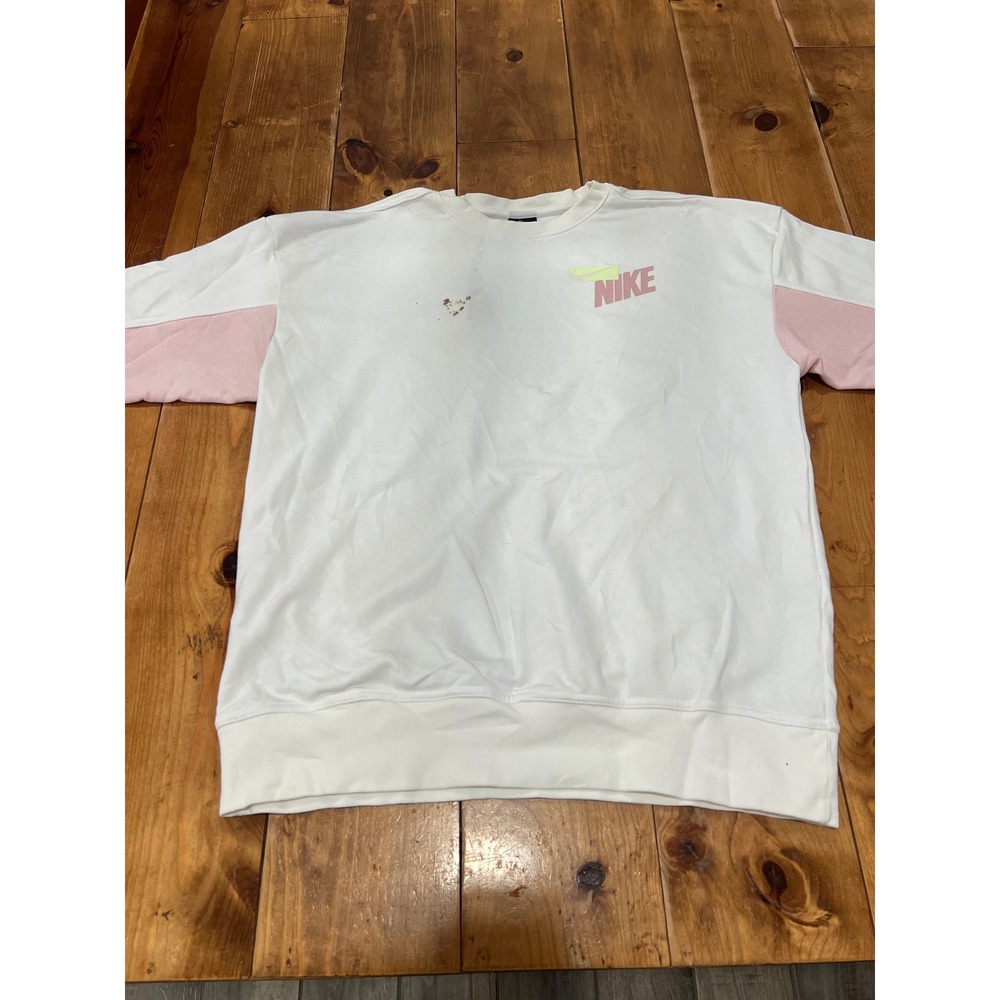 Nike Dri-FIT Sweatshirt Womens Small White Pink Colorblock Crew Neck Pullover